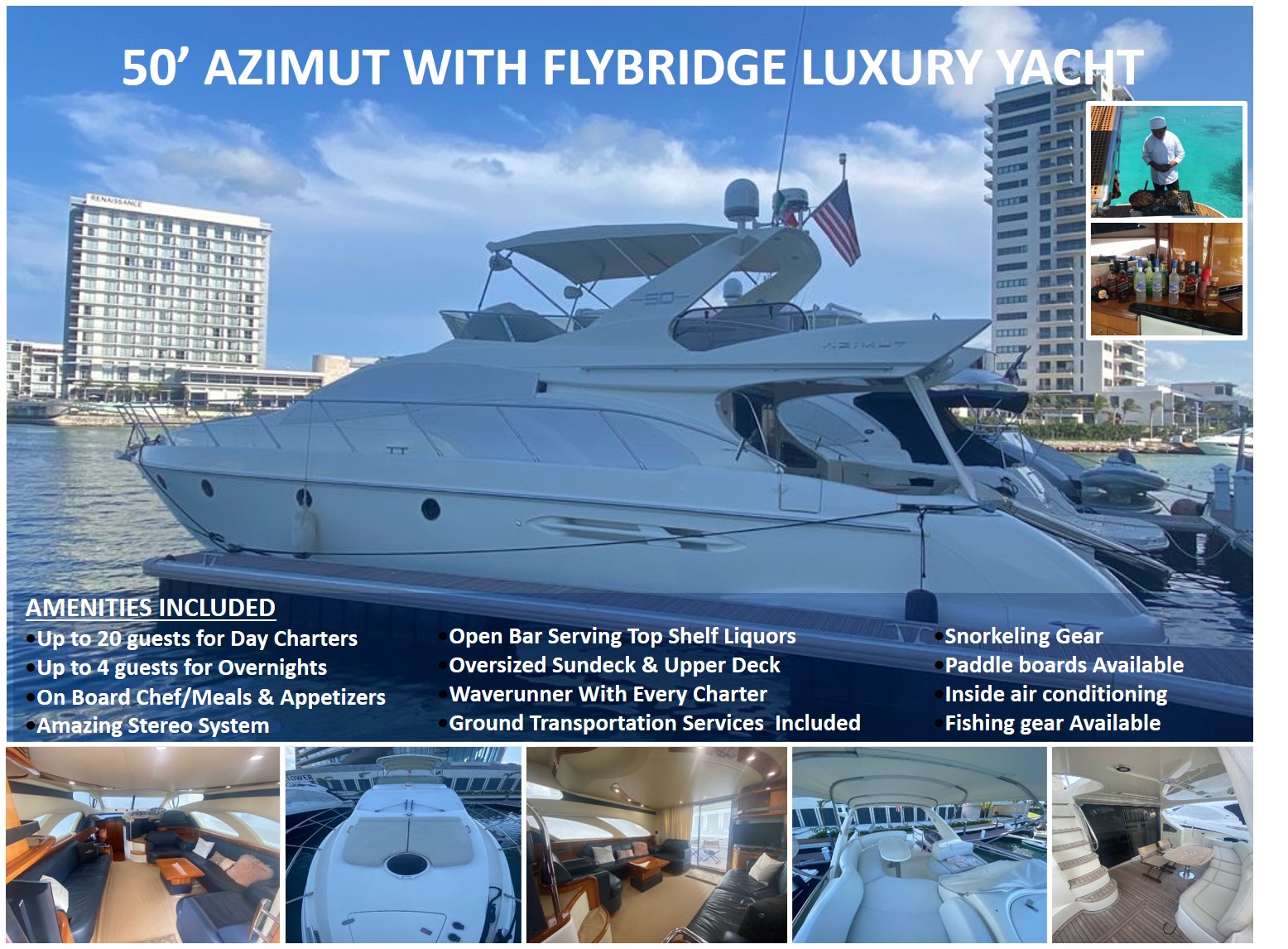 50’ Azimut With Flybridge Luxury Yacht